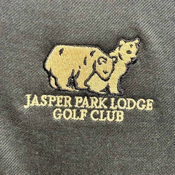 NWT Aureus Jasper Park Lodge Golf Club Bear Embroidered Polo Shirt XXL Navy Blue - Picture 3 of 8
